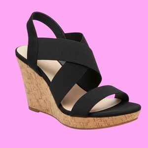 CHARLES🎀Black Cork Wedges🎀Size 10🎀NWOT🎀Versatile & Comfy🎀Smart Summer Style!!